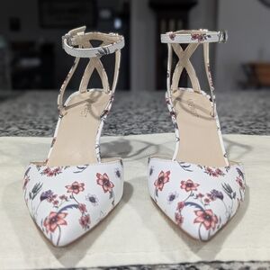 Nine West Floral Ankle Strap Heels